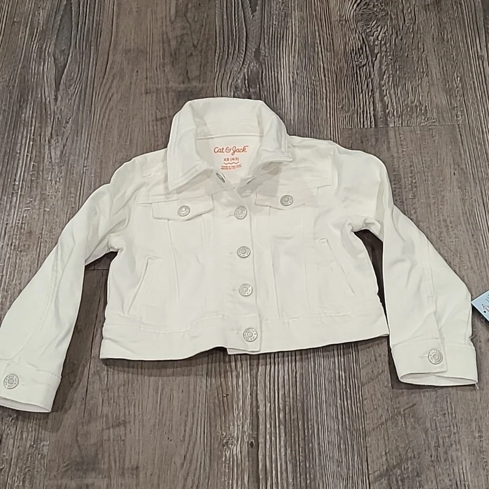 Cat & Jack White Jean Jacket Classic Design Size XS 4/5